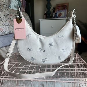 Juicy Couture White Shoulder Bag with Silver Accents